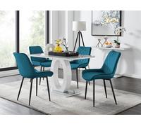 FurnitureboxUK Giovani 4 Grey Dining Table & 4 Pesaro Black Leg Chairs in Blue FurnitureboxUK Blue
