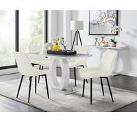FurnitureboxUK Giovani 4 Grey Dining Table & 4 Pesaro Black Leg Chairs in Cream FurnitureboxUK Cream