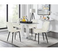 Furnitureboxuk Giovani 4 Grey Dining Table & 4 Pesaro Black Leg Chairs In Cream Cream One Size