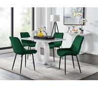 FurnitureboxUK Giovani 4 Grey Dining Table & 4 Pesaro Black Leg Chairs in Green FurnitureboxUK Green