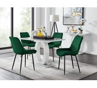 Furnitureboxuk Giovani 4 Grey Dining Table & 4 Pesaro Black Leg Chairs In Green Green One Size
