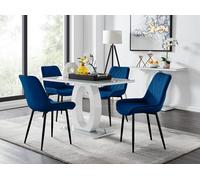 FurnitureboxUK Giovani 4 Grey Dining Table & 4 Pesaro Black Leg Chairs in Navy FurnitureboxUK Navy