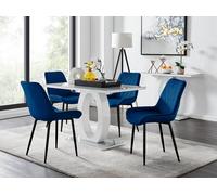 Giovani 4 Grey Dining Table & 4 Pesaro Black Leg Chairs FurnitureboxUK Navy One Size
