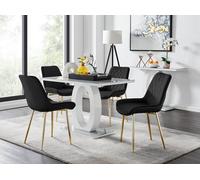 FurnitureboxUK Giovani 4 Grey Dining Table & 4 Pesaro Gold Leg Chairs in Black FurnitureboxUK Black