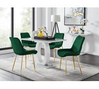 Furnitureboxuk Giovani 4 Grey Dining Table & 4 Pesaro Gold Leg Chairs In Green Green