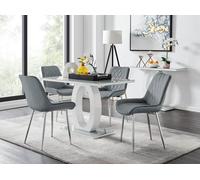 Furnitureboxuk Giovani 4 Grey Dining Table & 4 Pesaro Silver Leg Chairs Grey