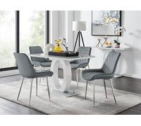 Furnitureboxuk Giovani 4 Grey Dining Table & 4 Pesaro Silver Leg Chairs Grey One Size