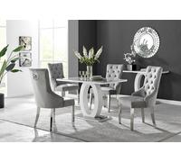 Furnitureboxuk Giovani 4 Grey Dining Table & 4 Velvet Belgravia Chairs Grey One Size