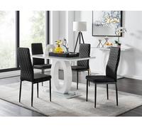 Furnitureboxuk Giovani 4 Grey Dining Table & 4 Velvet Milan Black Leg Chairs Black One Size