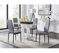 Furnitureboxuk Giovani 4 Grey Dining Table & 4 Velvet Milan Black Leg Chairs Grey One Size