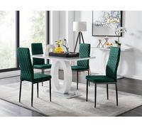 Furniturebox Uk Giovani 4 Grey Dining Table & 4 Green Velvet Milan Black Leg Chairs