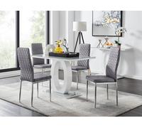Furnitureboxuk Giovani 4 Grey Dining Table & 4 Velvet Milan Chairs Grey