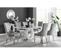 Giovani 6 Grey Table And 6 Belgravia Chairs - Grey