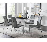 Giovani Grey Dining Table With Six Isco Chairs - Grey