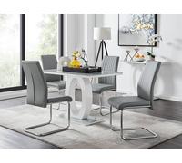 Giovani Grey Glass Dining Table With Four Lorenzo Chair Set - Grey