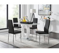 Giovani Grey White Modern High Gloss And Glass Dining Table And 4 Milan Chairs Set FurnitureboxUK Black One Size