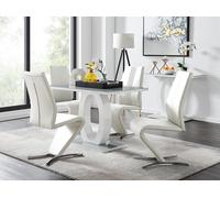 FurnitureboxUK Giovani Grey White Modern High Gloss & Glass Dining Table & 4 Willow Chairs Set in Off-White FurnitureboxUK Off-White