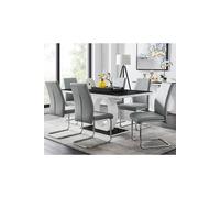 FurnitureboxUK Giovani High Gloss & Glass Dining Table & 6 Lorenzo Chairs Set in Grey FurnitureboxUK Grey
