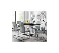 Furnitureboxuk Giovani High Gloss And Glass Dining Table And 6 Lorenzo Chairs Set In Grey Grey One Size