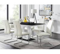 Furnitureboxuk Giovani High Gloss And Glass Dining Table And 6 Lorenzo Chairs Set In White White