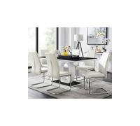 Giovani High Gloss And Glass Dining Table And 6 Lorenzo Chairs Set - White