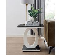 FurnitureboxUK Giovani Modern Square White High Gloss & Glass Top Side End Table Perfect for Living Rooms Hallways Bedrooms in Black FurnitureboxUK Black