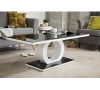 Furnitureboxuk Giovani Rectangular White High Gloss Coffee Table With Glass Top And Unique Halo Structural Plinth Base Design In Black Black One Size