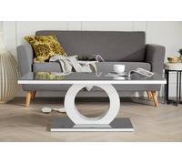 Furnitureboxuk Giovani Rectangular White High Gloss Coffee Table With Glass Top And Unique Halo Structural Plinth Base Design In Grey Grey One Size