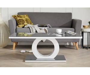 Furnitureboxuk Giovani Rectangular White High Gloss Coffee Table With Glass Top And Unique Halo Structural Plinth Base Design In Grey Grey One Size
