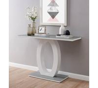 Giovani Rectangular White High Gloss Console Table with Glass Top and Unique Halo Structural Plinth Base Design FurnitureboxUK Grey One Size