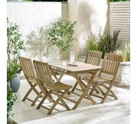 Furnitureboxuk Hamburg Wooden Garden Table & Chairs, 4 Seater Patio Outdoor Dining Set, Folding Wood Garden Table And Chairs Set