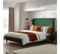 Furnitureboxuk Hana Tall Solid Wood King Or Double Bed Frame In Eco Recycled Fabric In Green Green King