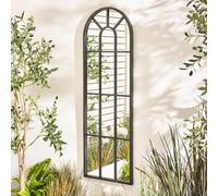 Furniturebox Uk Harris Black Large Arched Window 120X40Cm Garden Mirror