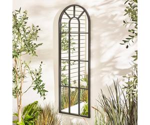 Furnitureboxuk Harris Black Large Arched Window 120X40Cm Garden Mirror Black