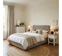 FurnitureboxUK Hayden Taupe Velvet Ottoman Double Bed Frame in Beige | Size: King FurnitureboxUK Beige King