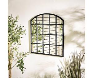 Furnitureboxuk Hinton Medium Arched Window 70X70Cm Garden Mirror In Black Black