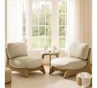 Furnitureboxuk Iko 2X Wood & Cream Chairs + Side Table Outdoor / Indoor Set In Brown Brown