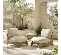 Furnitureboxuk Iko 2X Wood & Cream Chairs + Side Table Outdoor Set Cream