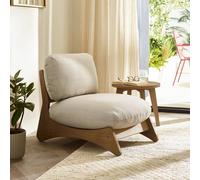 FurnitureboxUK Iko Solid Wood & Cream Indoor / Outdoor Accent Chair in Brown FurnitureboxUK Brown