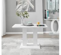 FurnitureboxUK Imperia 120cm 4-Seater Modern High Gloss Pillared Dining Table in White FurnitureboxUK White