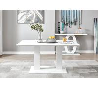 FurnitureboxUK Imperia 150cm 6-Seater Modern High Gloss Pillared Dining Table in White FurnitureboxUK White