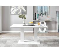 Imperia 150cm 6-Seater Modern High Gloss Pillared Dining Table FurnitureboxUK White One Size