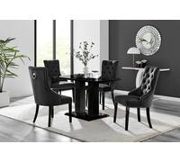Furniturebox Imperia 4 Modern Black High Gloss Dining Table And 4 Black Belgravia Black Leg Chairs