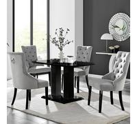 Furniturebox Imperia 4 Modern Black High Gloss Dining Table And 4 Grey Belgravia Black Leg Chairs