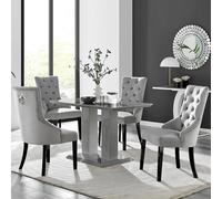 Furniturebox Uk Imperia 4 Grey Dining Table And 4 Grey Belgravia Black Leg Chairs