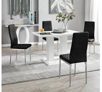 FurnitureboxUK Imperia 4 Seater Modern White High Gloss Rectangular Dining Table & 4 Milan Velvet Chairs in Black FurnitureboxUK Black