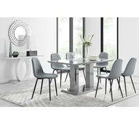 FurnitureboxUK Imperia 6 Grey Dining Table & 6 Corona Black Leg Chairs FurnitureboxUK Grey