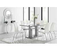 Imperia 6 Grey Dining Table and 6 Isco Chairs - White