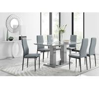 FurnitureboxUK Imperia 6 Grey Dining Table & 6 Milan Black Leg Chairs FurnitureboxUK Grey