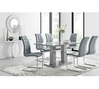 Imperia 6 Grey Dining Table and 6 Murano Chairs FurnitureboxUK Grey One Size